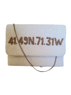 Moyna Ivory Beaded Clutch with Gold Coordinate Detailing